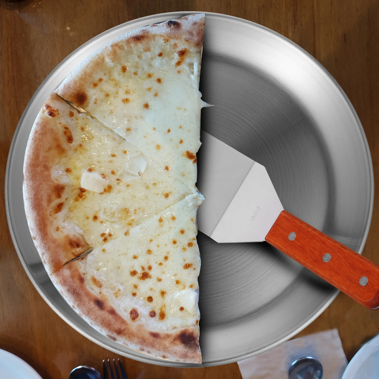 

2Pcs Stainless Steel Cooking Spatula Set Baking Frying Pancake Turner Kitchen Tool Multi-Function Pan Spatula Pizza Turner