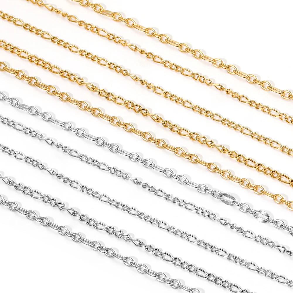 2 Meter Edelstahl 3:1 O-Link Rolo-Kette, flache Figaroketten für DIY-Schmuck, Armbänder, Halsketten, Ohrringe und Zubehör. – Detail 3