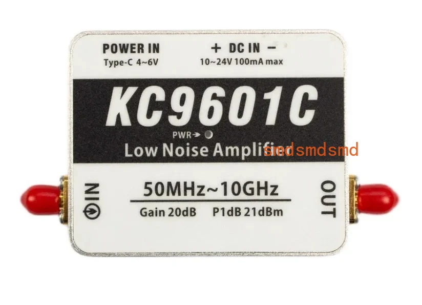 KC9601C Low noise amplifier 50M-10GHz 20dB high linearity Type-C power supply LNA