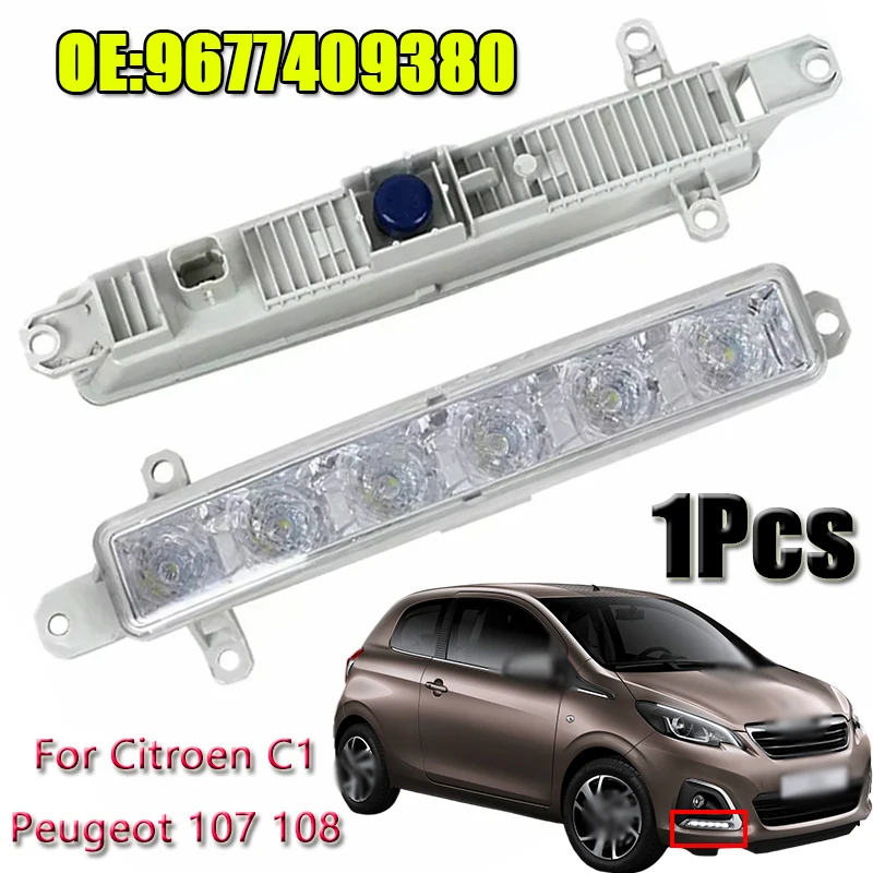 

1Pc Car LED Daytime Running Lights Front Bumper Fog Light Fog Lamp For Citroen C1 Peugeot 107 108 Car Styling Auto Lights Parts