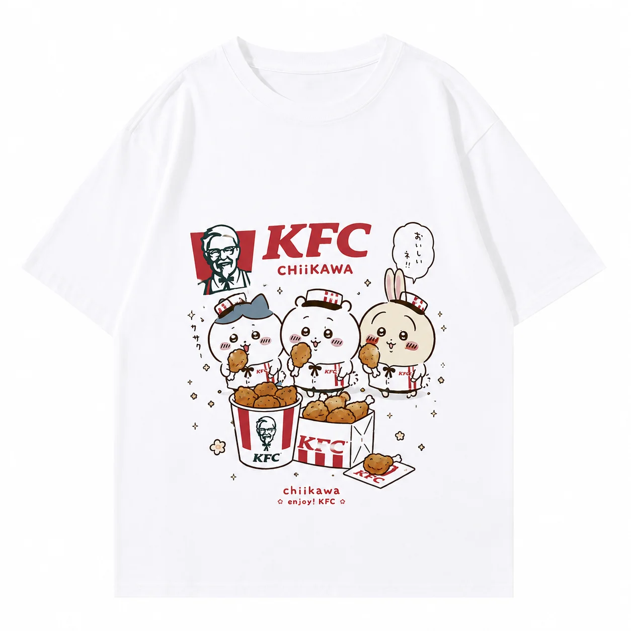 CHIIKAWA Sommer Eltern-Kind Reines Baumwoll-T-Shirt Bequem Atmungsaktiv Hochwertig Ins Y2k Herren T-Shirts Kleidung für Männer – Detail 4