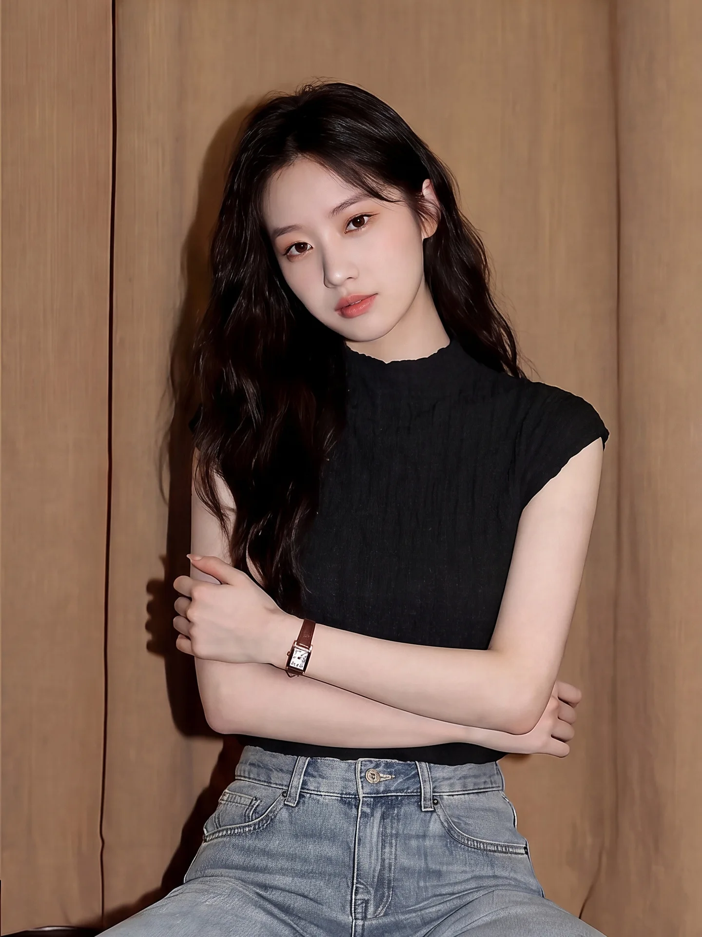 Black Knitted Sleeveless Vest Women's Summer 2026 New Elegant Stand Collar Inner Wear Slim Fit Commute Style Korean Version