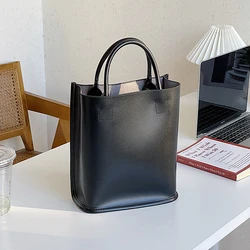 Korean Style Simple Large Capacity Handbag For Office Lady Leisure Luxury PU Tote  Bag 2023 New Chic Femal Shopping Bags