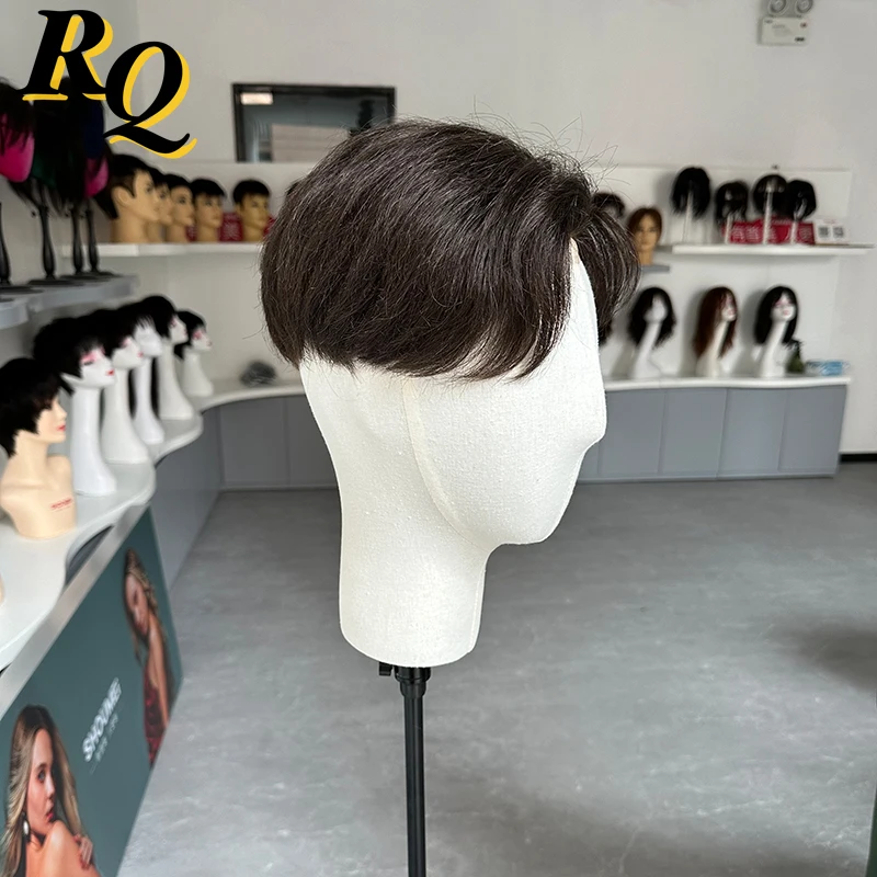 Mens Toupee Hair System Q6 Basement PU Lace Base Pre Style Male Wig Hair Pieces Natural Pre Styled Men's Toupee Hair Replacement