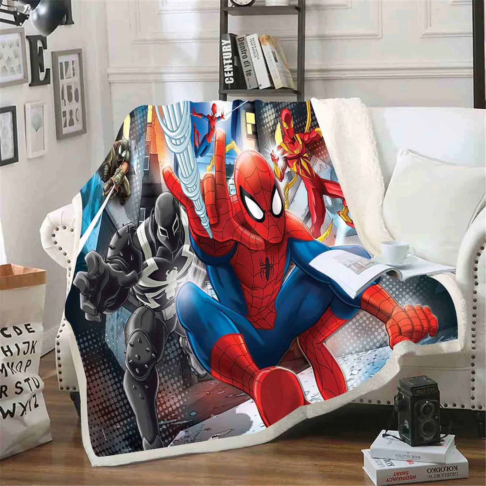 Spider Man  Cartoon Blankets Luxury For Winter And Throws Children  Boy'S Dream King Size Grade A Printed  Weighted Fluffy