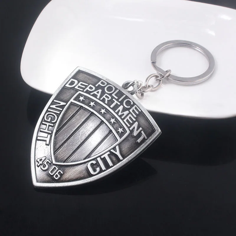 Game Cyberpunk Shield Keychain Metal Enamel Pendant Badge Keyring for Women Men Cosplay Jewelry Accessories Gift