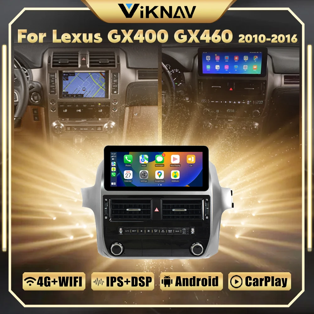 

10,25-дюймовый автомобильный радиоприемник Android 13 для Lexus GX400 GX460 2010-2016 Carplay GPS-навигация Мультимедийный видеоплеер с сенсорным экраном