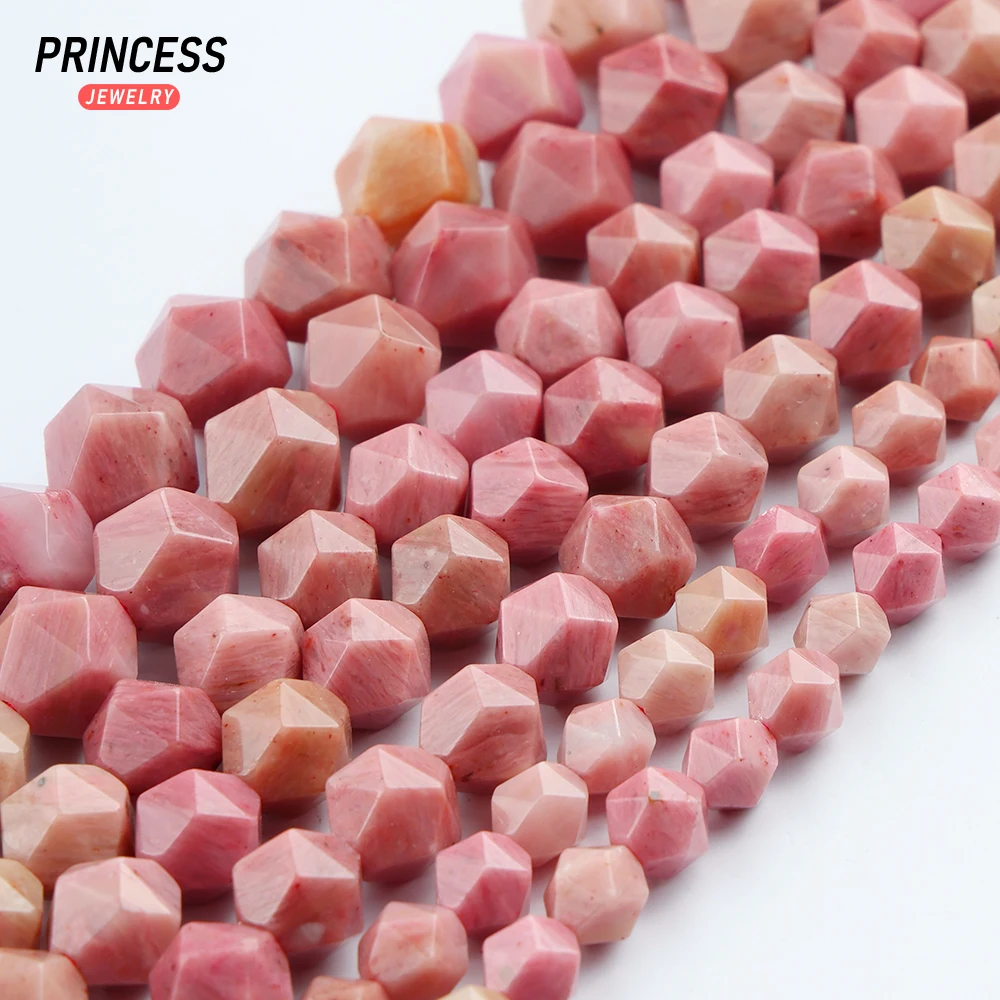 A++ Natural Red Rhodonite Star Faceted Cut 6 8 10mm Loose Gemstone Beads for Jewelry Making Bracelet Wholesale DIY Accessories