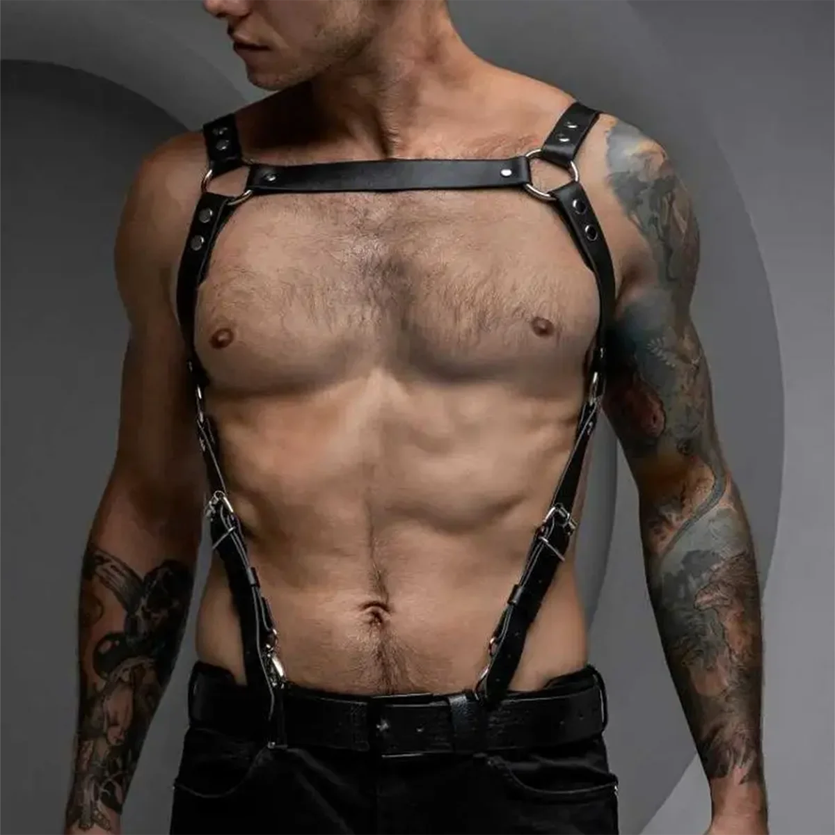 Men Leather Suspenders Belt Body Bondage Straps Fashion Adjustable Braces Suspender With Punk Harness Belts Exotic Accessorie