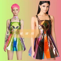 New laser transparent candy colored camisole dress bar tour GOGO DJ DS dance performance costume sexy alien short skirt