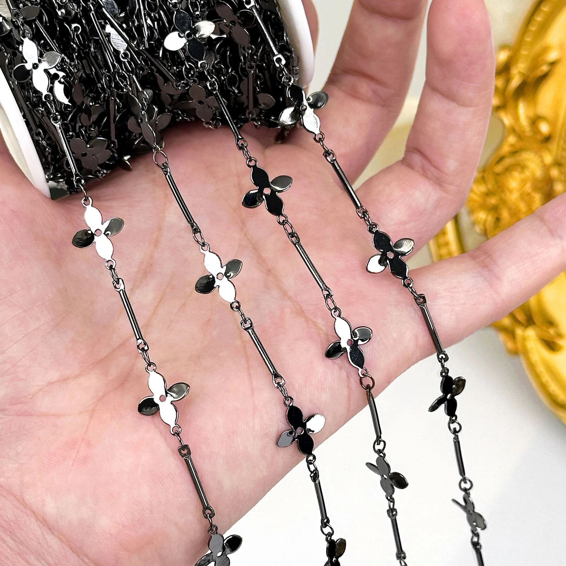 1 metr wisiorek ze strasami miedziany łańcuszek kropla Charms kryształowy szklany łańcuszek z koralików ręcznie robiony naszyjnik dostarcza dla DIY