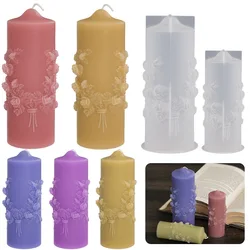 Cylindrical Rose Bouquet Scented Candle Silicone Mold DIY Handmade Crystal Drop Glue Ornament Home Decor Handicrafts Making Tool