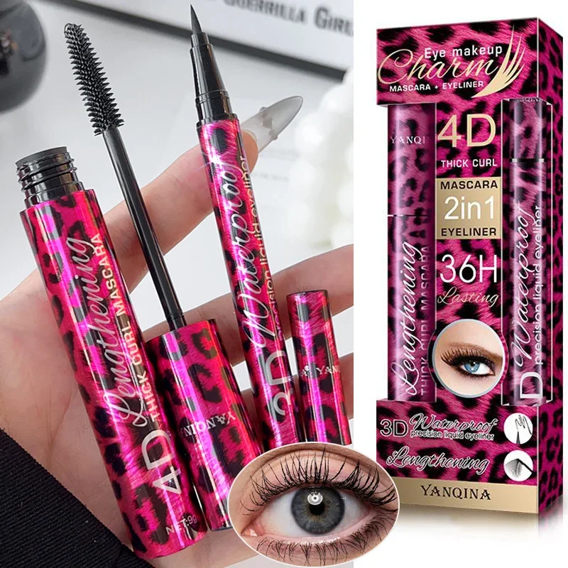 Matita eyeliner liquido 4D e set di mascara impermeabile Mascara arricciante spesso Sopracciglio Comestic Strumenti per il trucco degli occhi a lunga durata