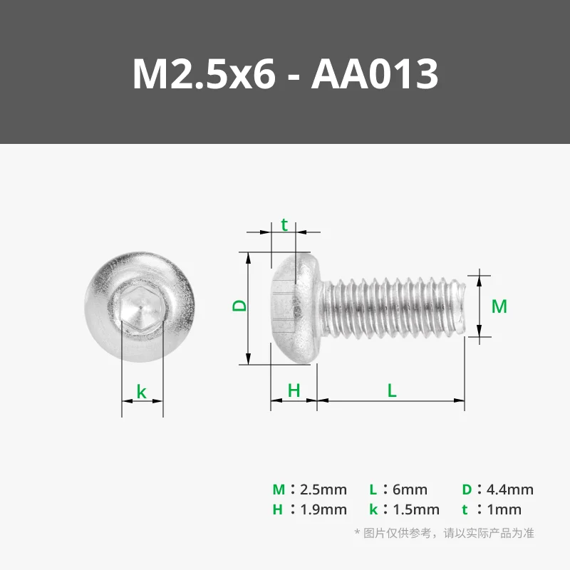 

FOR Tuozhu 3D Printing model standard Parts M2.5x6 semi-round head machine thread screws (20 pieces)- AA013 bambulab