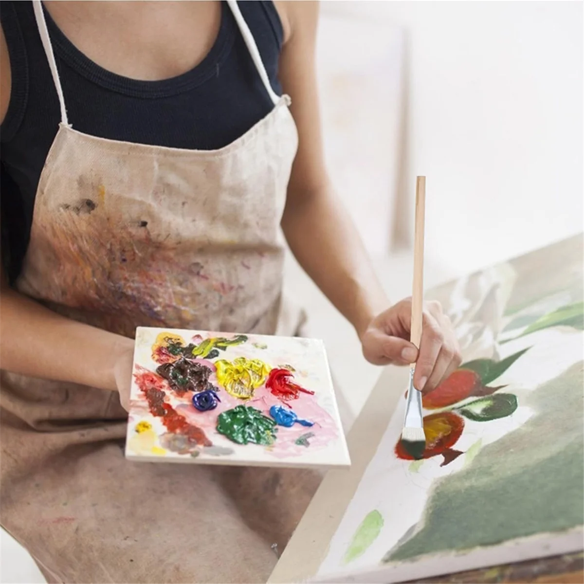 A97TMop แปรงสําหรับภาพวาดอะคริลิค,10 PCS แปรงเคลือบสําหรับเครื่องปั้นดินเผา Goat Hair Blend Mop ชุดแปรงสําหรับเครื่องปั้นดินเผาสีอะคริลิค