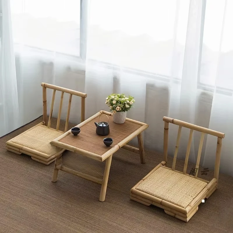 Simple Bay Window Tatami Coffee Table, Japanese Style Small Coffee Table, Creative Tea and Chairs, Solid Wood Zen Table