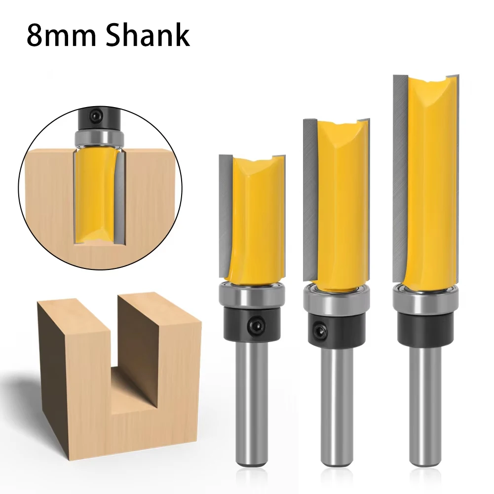 8mm Shank Bearing Flush Trim Router Bit Straight Profile Copy Milling For Wood Engraving Trimming Application Milling Cutter