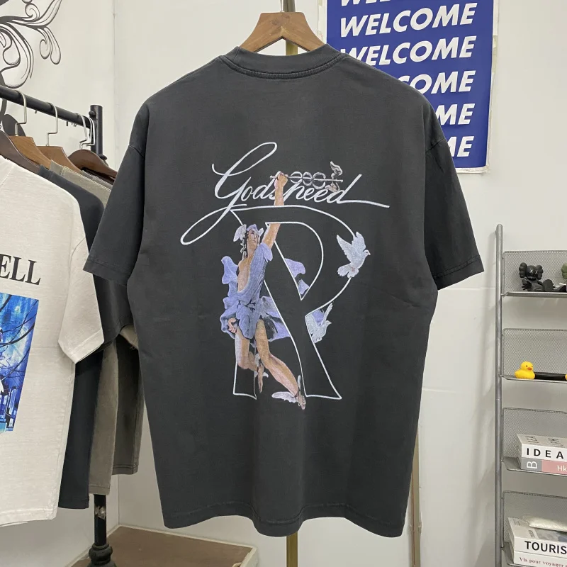 

Personalized Signature Comic Print T Shirt Men Women Oversized Top Tees High Street Hip-hop Short-sleeved T-shirt