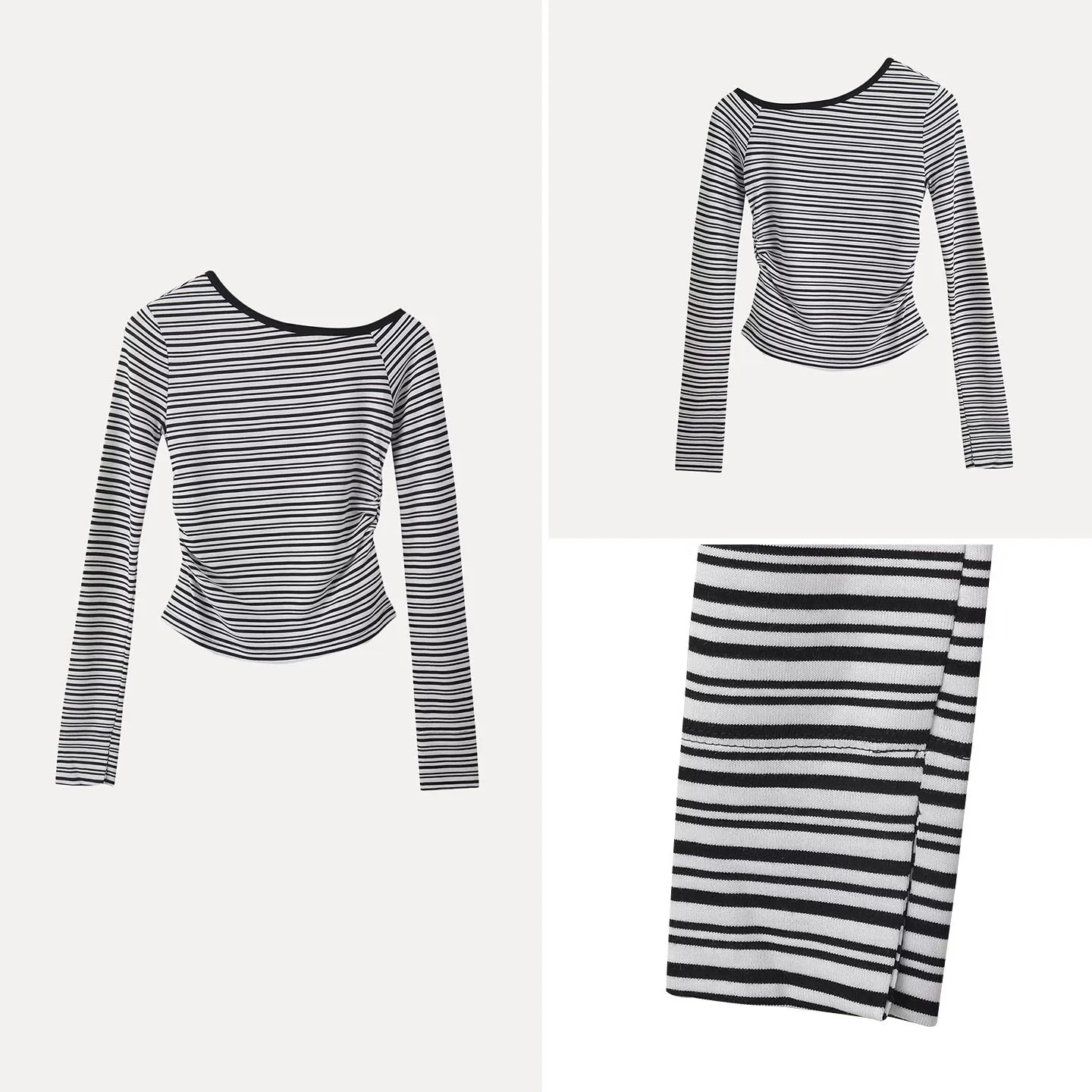 

2025 Autumn New Women's Long Sve T-irt Casual Vaion Stripe Folded oulder Collar Z Brand European Sle Top