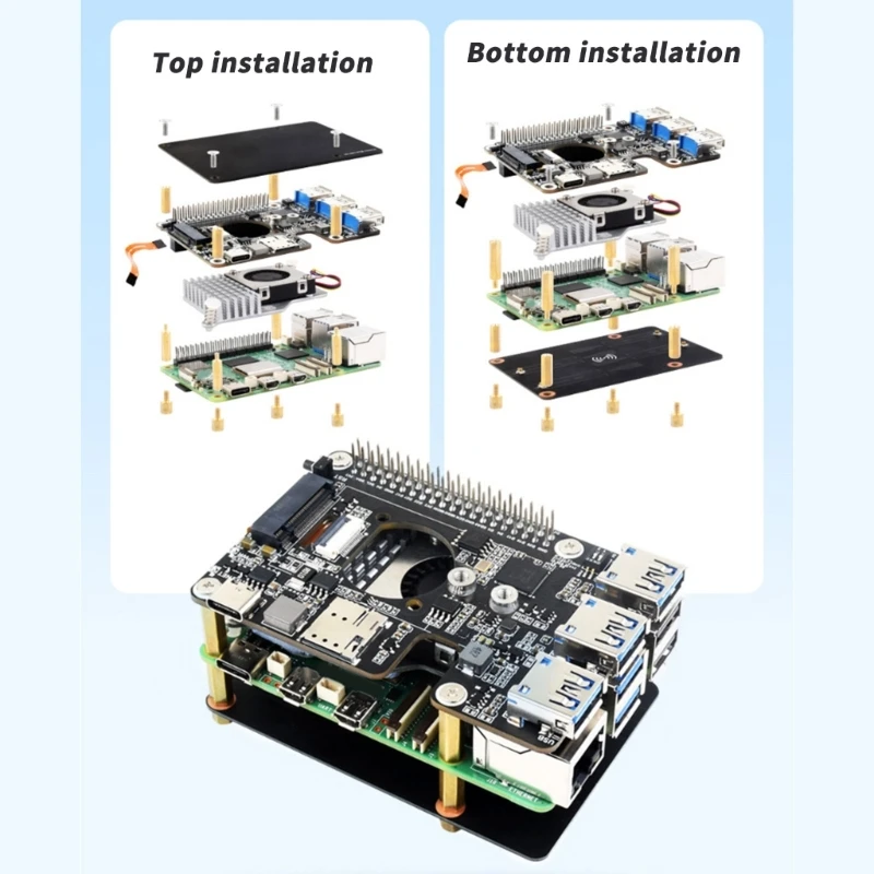 Карта расширения PCIE to M.2 USB 3.2 Gen1 HAT + Разъем Карта расширения для RPi 5 HAT Высокоскоростная сеть