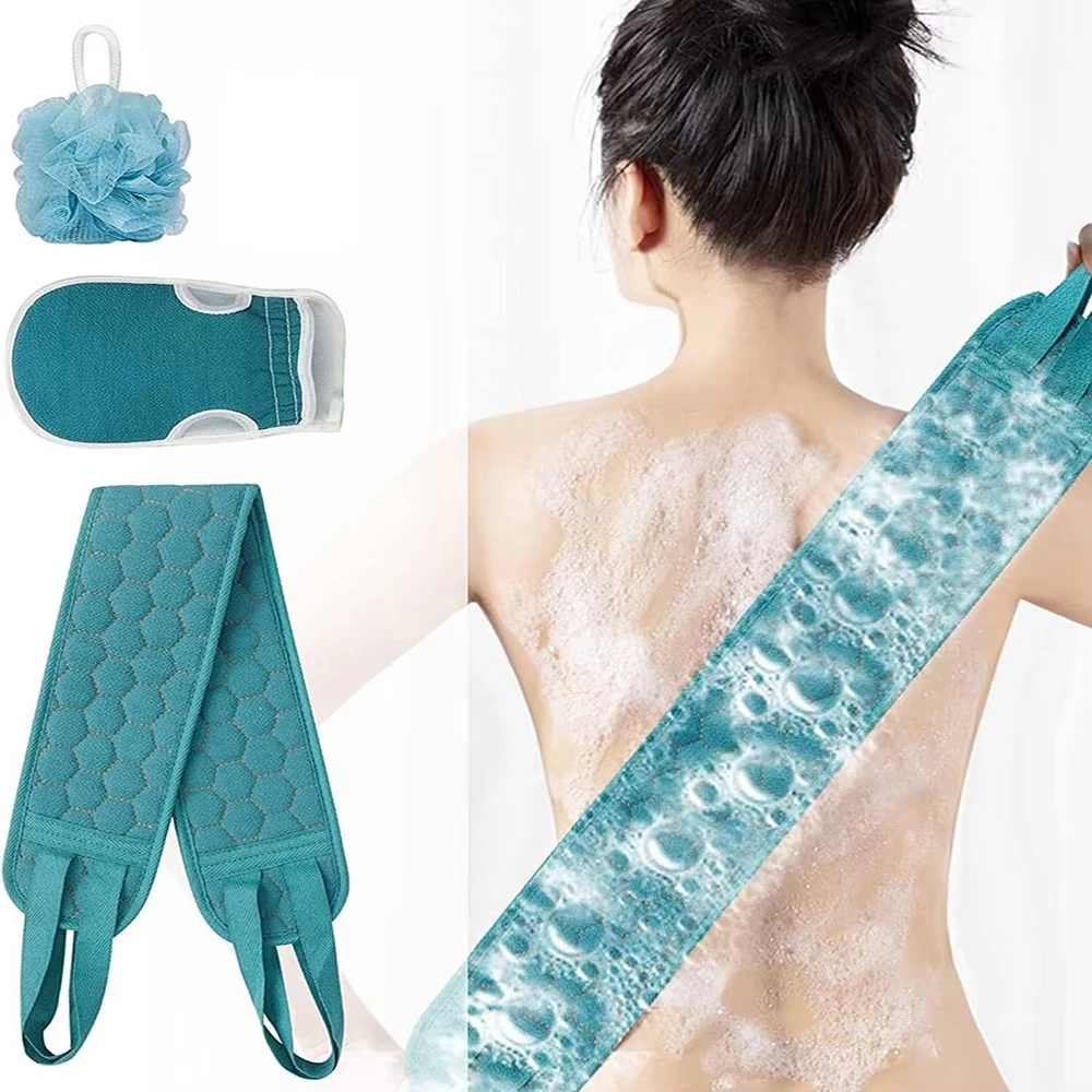Juego de 3 piezas de detergente corporal exfoliante: incluye lavado de espalda, exfoliante de espalda y esponja exfoliante de pómez; baño para eliminar la piel muerta