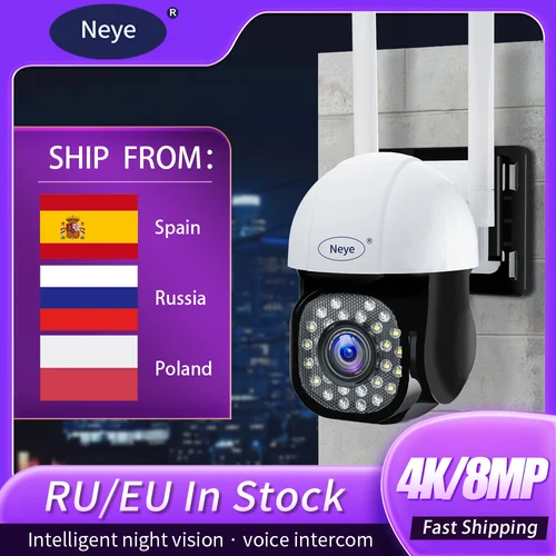 Imagen 2 del producto Neye 4k 8mp PTZ WiFi cámara de seguridad 1080P exterior 10X Zoom Digital cámara IP PTZ seguimiento automático cámara de seguridad CCTV