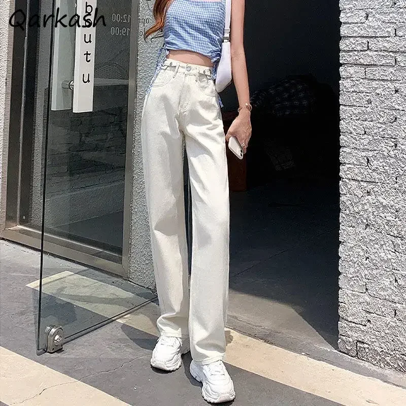 

Джинсы женские, свободные, однотонные, простые, универсальные брюки Ulzzang для колледжа, летние, повседневные, шикарные, женские, популярные, новые