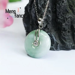 S925 Silver With Natural Jadeite Peace Buckle Pendant Exquisite Elegant Simple High-grade Jade Jewellery Fashion Holiday Gifts