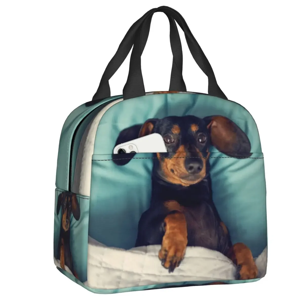 Dachshund Thermal Insulated Lunch Bag Women Badger Sausage the Wiener Dog Lunch Tote for Outdoor Camping Travel Storage Food Box