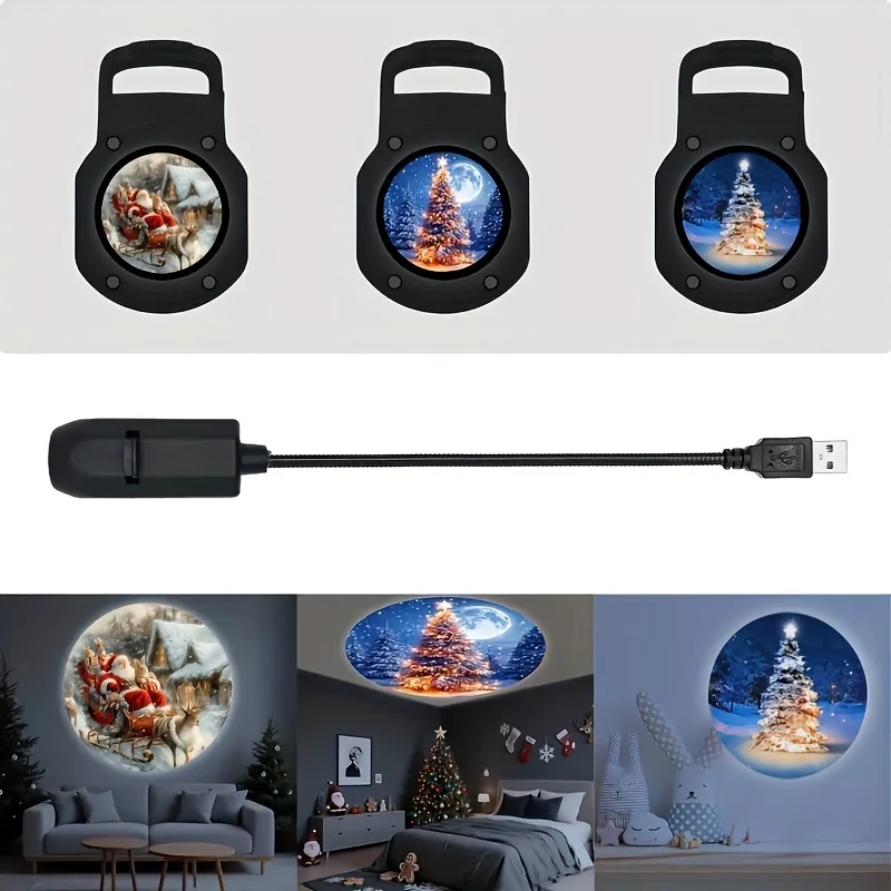 LED USB-projectorlicht 1/3PCS projectiepatronen - Verstelbaar USB-nachtlampje voor thuis, binnenmuur, tuindecoratie, USB-voeding