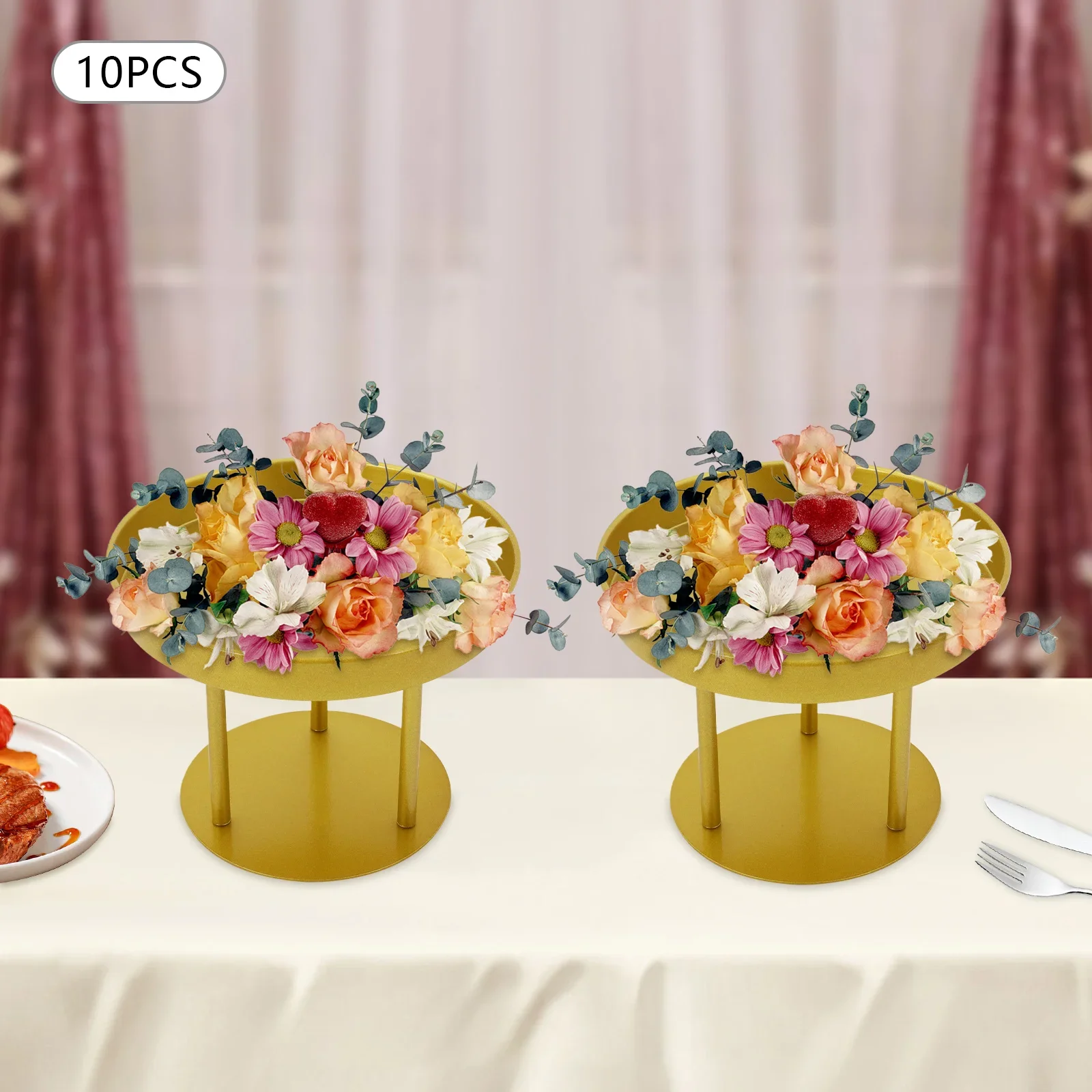 

10 круглых подставок для цветов диаметром 20 см и высотой 15 см (3 опорные стержни), , украшение,