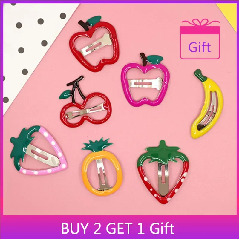 

Korean Enamel Fruit Hair Clips Girls Summer New Ins Colorful Princess BB Claw Non-Slip Baby Hairpins Apple Strawberry Cherry