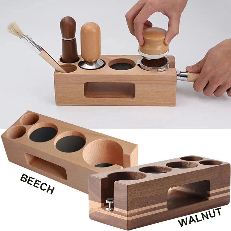 

Wooden 51/53/58mm Coffee Tamper Holder 5 Hole Tamping Station Filling Base For Cafes Home Wood Coffee Filter Tools Accessories