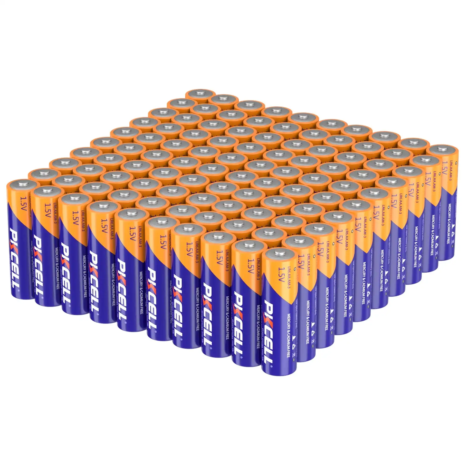 PKCELL 100PCS High-Performance 1.5V LR6 AA Battery LR6 AM3 E91 MN150 Triple A Alkaline Batteries for MP3 Camera Flash Shaver