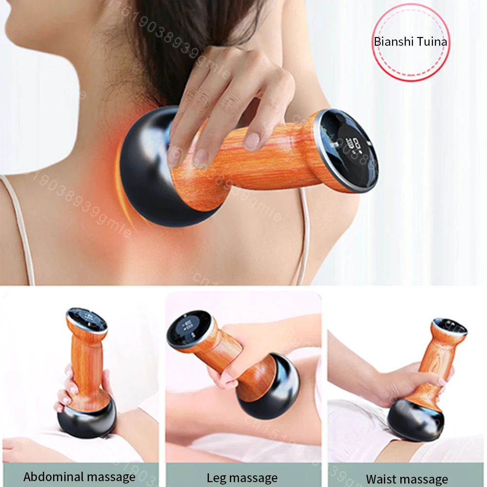 Electric Bian Stone Guasha Massager Wireless Hot Compress Body Physiotherapy Tool Back Face Massage Warm Moxibustion Guasha Tool