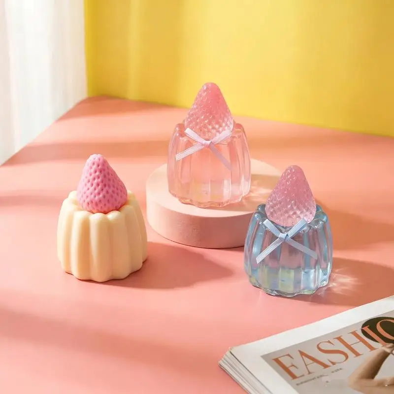 Kawaii Strawberry Pudding Squeeze Fidget Toy Slow Rebound Cream Dessert TPR Stress Relief Gift