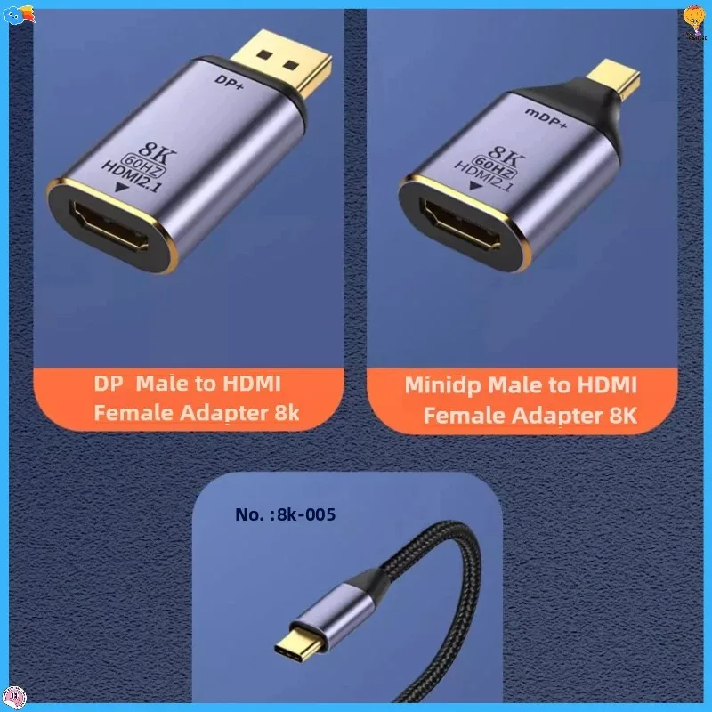 1PCS Video Adapter Converter Lightning 4 Type-C to HDMI 2.1 MiniDP/DP for MacBook pro MacBook Air HD Display Adapter