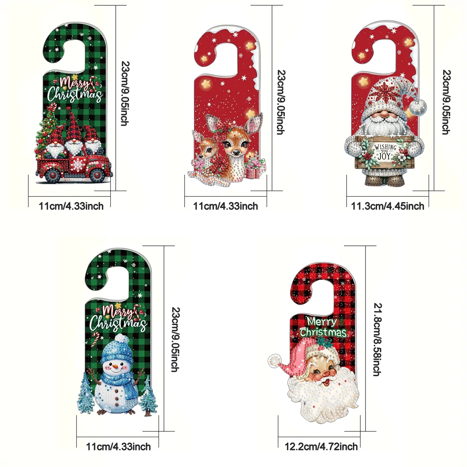 1pc/set DIY Diamond Painting Christmas Door Hanging Acrylic Material One Sided Hanging Ornament Diamond Art Christmas Decoration