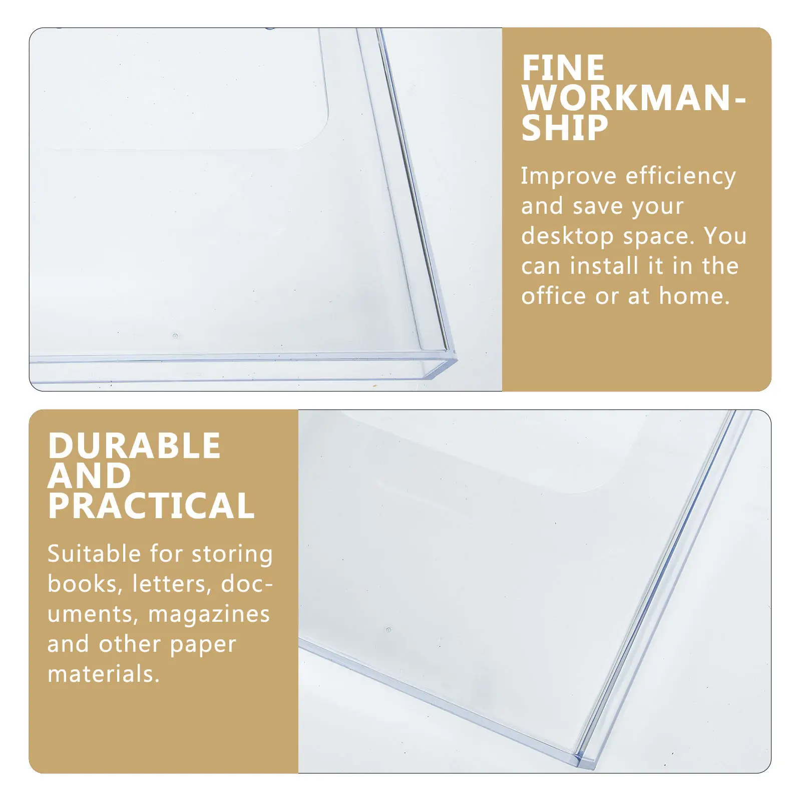 High Grade Acrylic Wall Mounted File Holder Rack Organizes Magazines Newspapers Documents Envelopes Brochures Efficient Office