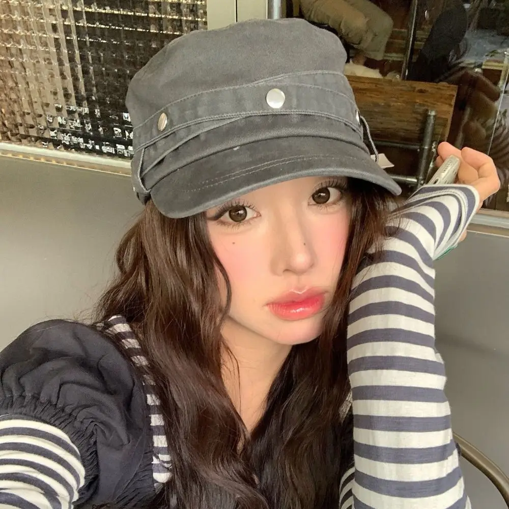 Fashion Cotton Rivet Peaked Cap Y2k Korean Style Equestrian Hat Spice Girls Fashion Retro Baseball Cap Travel 2