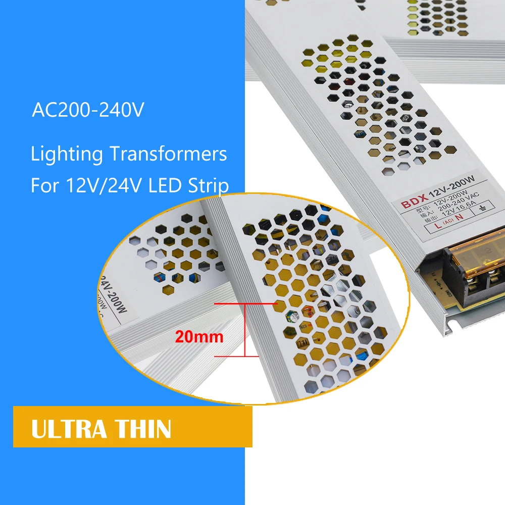 Voltage Converter Transformers AC 220V to 12V 24V Power Supply 60W 100W 150W 200W 300W 400W 500W LED Driver For LED Strips