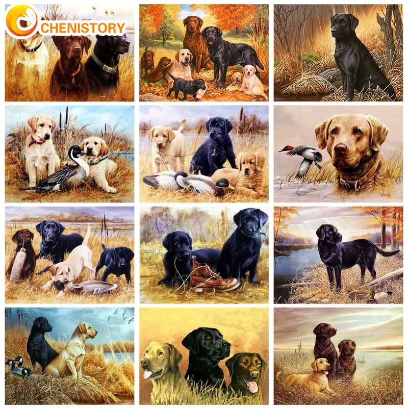 Chenistory 5D DIY Full Square Diamond Painting Landscape Cross Stitch Kit Mosaic Dog Picture Rhinestone Embroidery Decoration