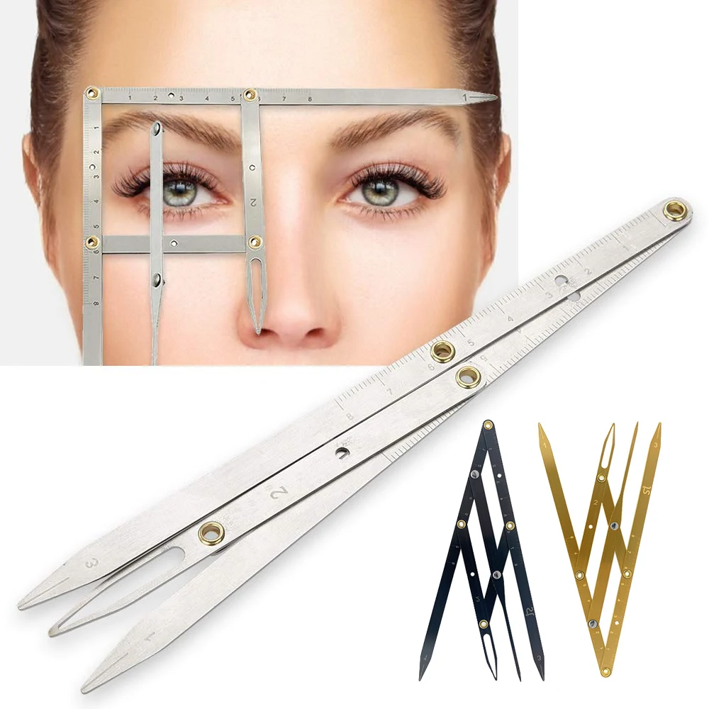 1Pc Stainless Steel Golden Mean Calipers Eyebrow Ruler Permanent Makeup Ratio Measure Tool Eye Brow Microblading Tattoo Supplies