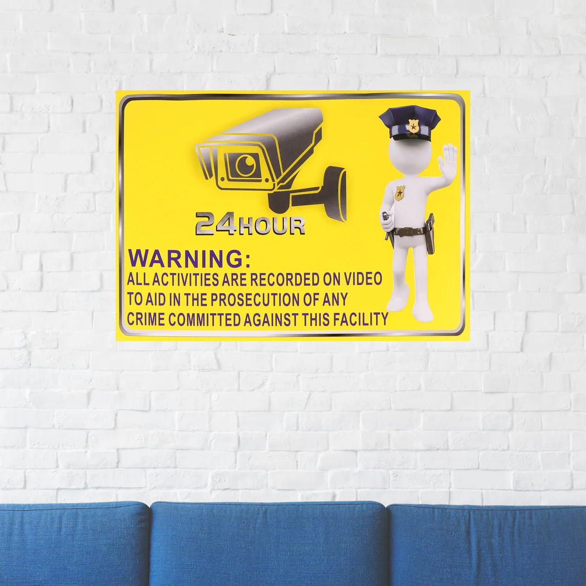 5pcs Monitoring Warning Sticker Extra Thick Durable Self-Adhesive Sign For Car Wall Bumper Outdoor Indoor Use Traffic Safety