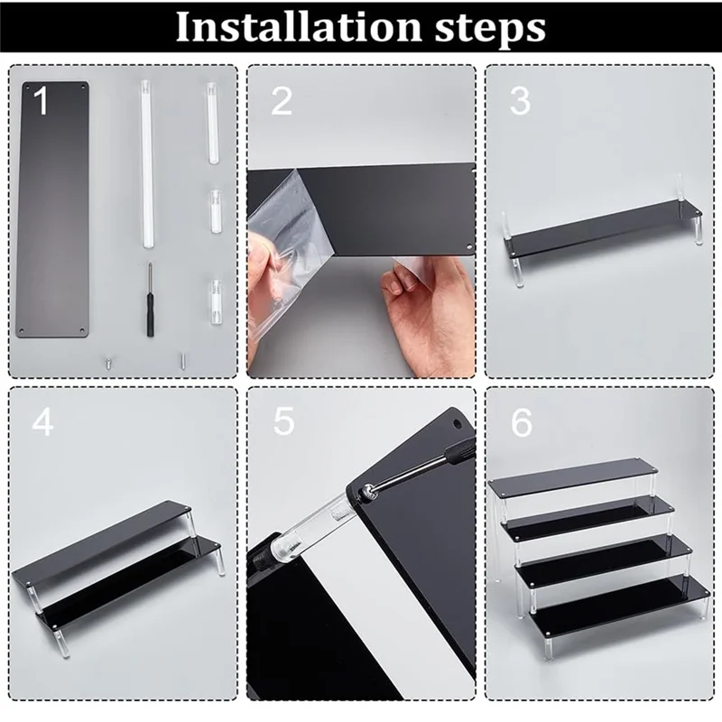 【B07R】حامل حامل للكب كيك 4 طبقات من الأكريليك الأسود الشفاف يعرض حامل مُنظِم العرض