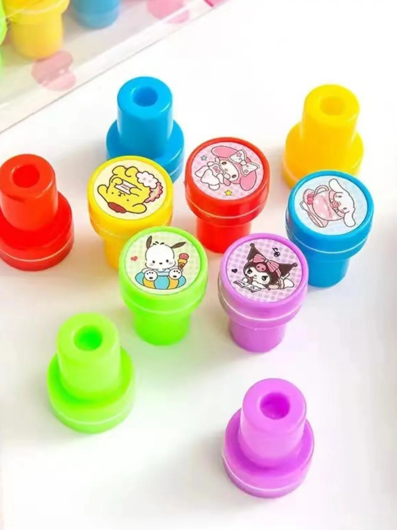 10 قطعة HelloKittys ميلودي كورومي سينامورول ختم لطيف مكافأة الكرتون ختم كتيب القرطاسية هدية جائزة العنصر نقاط الفداء