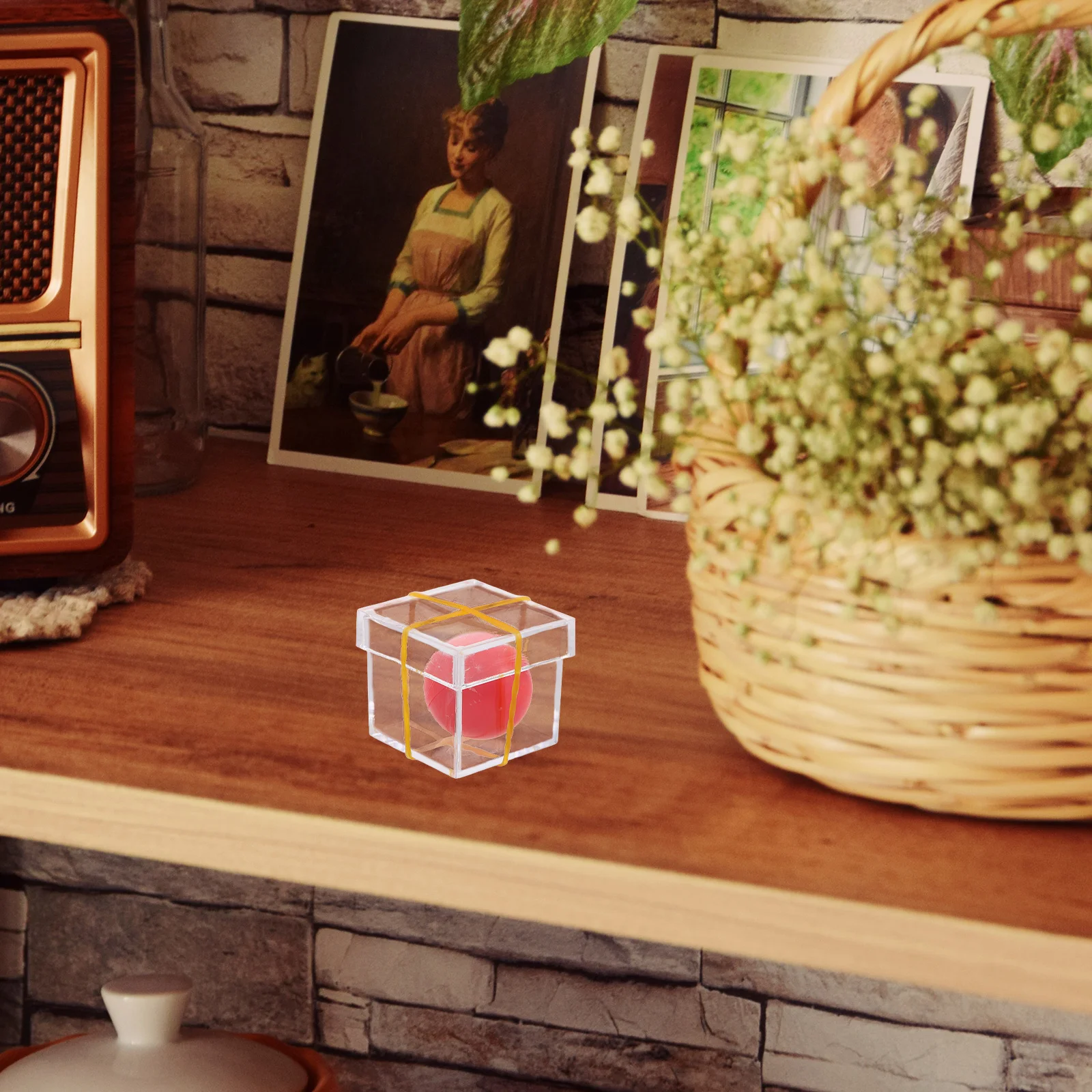 Juego de 10 juguetes: bola para penetrar, caja transparente, accesorio para trucos para escenario, actuación de fiesta, truco para principiantes, plástico pequeño portátil