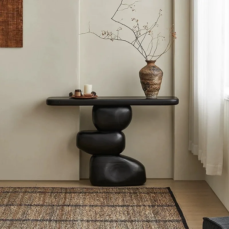 Solid Wood Entrance Table Against the Wall Middle Hall Art Counter Retro Homestay Living Room Sofa Behind the Couch