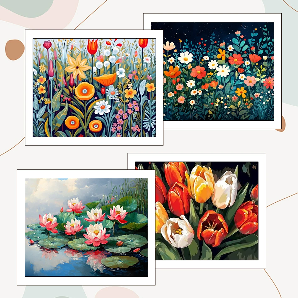 

RUOPOTY Painting By Numbers Draw Wall Art Flowers Artwork 40X50cm Picture Drawing Watercolor Acrylic Diy Canvas Home Decoration
