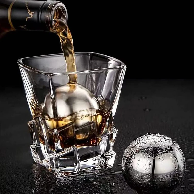 

2pcs Stainless Steel Ice Cubesinstant Frozenfrozen Ice Ballsice Chillice Rock Whiskeyround Ice Cubesmetal Ice Pellets